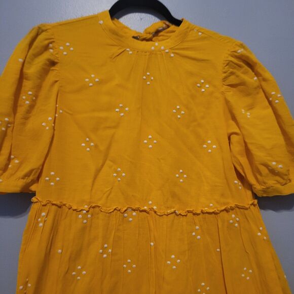 Vero Moda Yellow Prairie Dress Cotton Linen Lined Cottagecore Women's Small - Picture 10 of 14